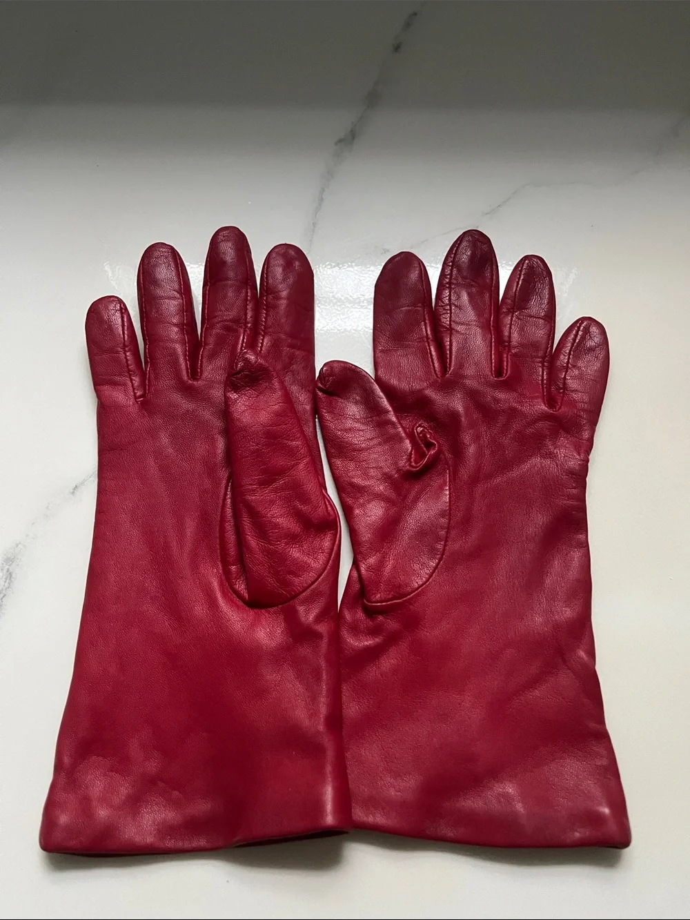 Lord & Taylor Red Leather Gloves